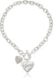 GUESS "Basic Silver Logo Heart and Pave Heart Toggle Pendant Necklace...