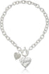 GUESS "Basic Silver Logo Heart and Pave Heart Toggle Pendant Necklace...