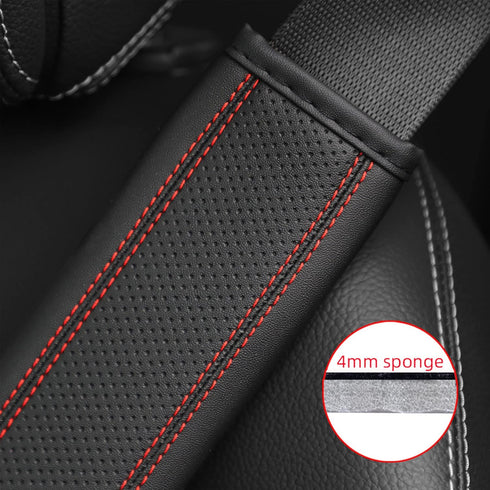 Breathable Leather car seat Belt Cover, seat Belt Shoulder pad to Protect The Shoulder and Neck, Driving More Comfortable (Red)...
