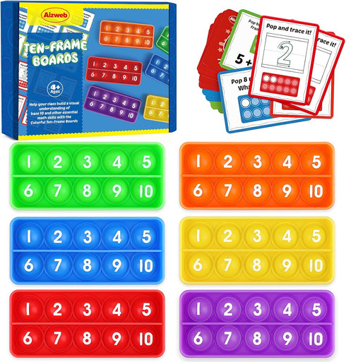 Ten-Frame Math Manipulative for Elementary,Counting Number Math Games, Montessori Educational Toy for Kindergarten Classroom Kids 3 4 5 Year Old (...