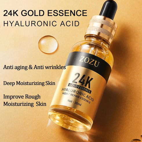 24K Skincare Set,Skin Care Products Set,Hyaluronic Acid Serum Skincare Gift Set With Facial Cleanser,Face Serum,Eye Cream, Face Mask,Anti-Aging Sk...