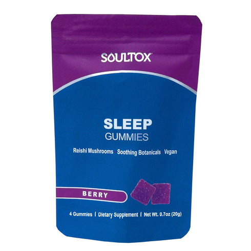 Soultox Sleep Mushroom Gummy Packs - Berry Flavor - Reishi Mushrooms, Melatonin, Botanicals - Enhanced Wellness Blend - All-Natural Vegan Formulat...