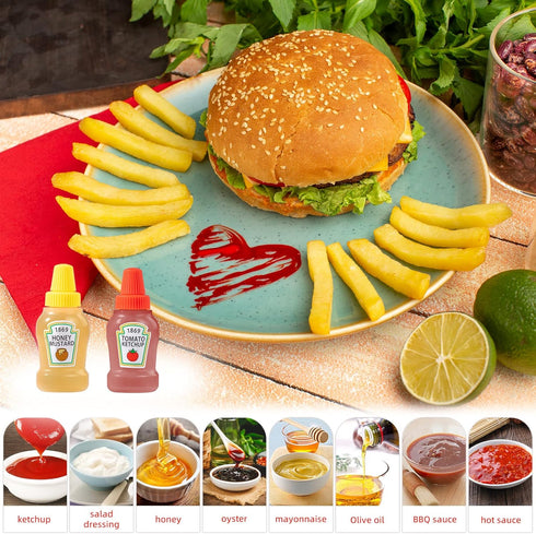 RAYNAG 6 Pack Mini Squeeze Ketchup Bottles, 25ml Ketchup and Mustard Bottles for Lunch Bento Box Accessories...