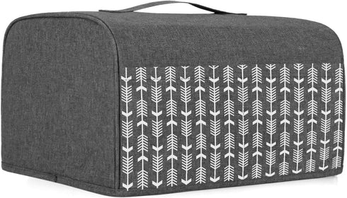 Yarwo 4 Slice Toaster Cover with Pockets and Top Handle, Nylon Toaster Cover Fits for Most 4 Slice Long Slot Toasters, Gray with Arrow...