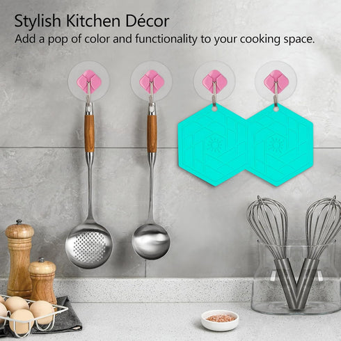 Trivet Mat, Set of 3 Silicone Pot Holder, Hot Pads, Potholder for Pots and Pans (Aqua Saltwater)...