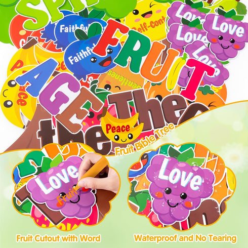 AgincBerry Fruit Bible Tree Bulletin Board - 76PCS Bible Accents Fruit Age of The Spirit Trees Cutouts Decor for Christian Classroom Bulletin Boar...