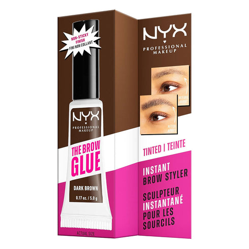 NYX PROFESSIONAL MAKEUP The Brow Glue, Extreme Hold Tinted Eyebrow Gel - Dark Brown...