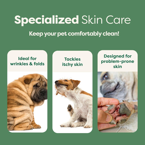 Earth Rated Skin Cleansing Pet Wipes, Topical Wipes for Dogs & Cats to Tackle Itchy Skin, Wild Oat Scent, 60 Count...