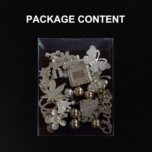 Rhinestone Bling Decoration Charms, Diamond Trend Designer Luxury Cute Jewelry Shoe Accessories for Women Girl Gifts(Gold)...