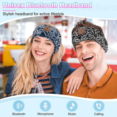 2-Pack Sleep Headphones Bluetooth Headband 2024 Headband Headphones with Thin Speakers, Bluetooth Headband for Side Sleepers, Insomnia, Sports, Wo...