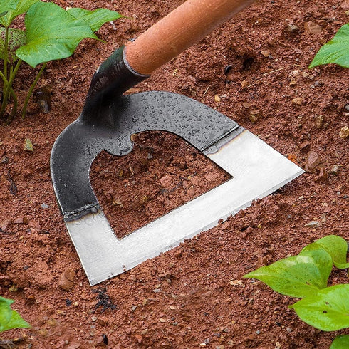 Handheld Hollow Hoe Thickened Manganese Steel Agricultural Weeding Hoe Planting Vegetable Gardening Loosening Soil Weeding Tools (S (20X15X12CM))...