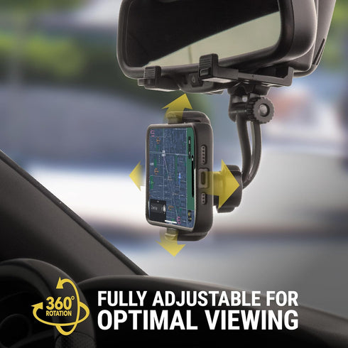 Scosche SUHRM-1 StuckUp Rotatable Hands-Free Cell Phone Holder, Car Rear View Mirror Mount, 360° Hanging Rearview Mirror Phone Mount, Compatible w...
