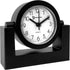 Timekeeper Small Desktop Swivel Clock for Desk, Battery Operated, 6.75" Wide x 2" Tall, Black Frame White Face...