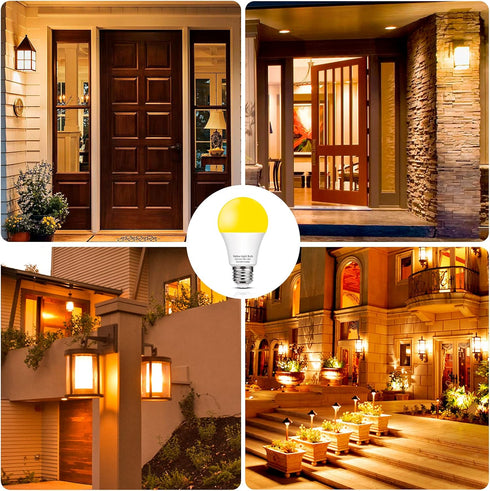 EvaStary Yellow LED Light Bulb Outdoor, 6W LED Bug Light Bulbs 40W Equivalent Outside, A19 LED Amber Bedroom Night Lights, Warm LEDs Hallway Light...