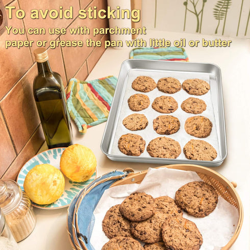 P&P CHEF 16 Inch Baking Cookie Sheet, Oven Pan Tray Stainless Steel Sheet Pan for Kitchen, Oven Bakeware for Multi Uses, Shiny Look & Dishwasher S...