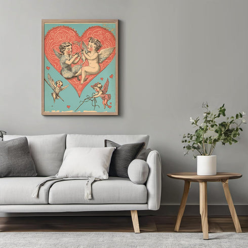 Posterizer 1 pcs-Valentine's day poster-Cute cupids with a heart -2-Romantic Art-Holiday Poster Collection-Gift for Couples boyfriend girlfriend H...