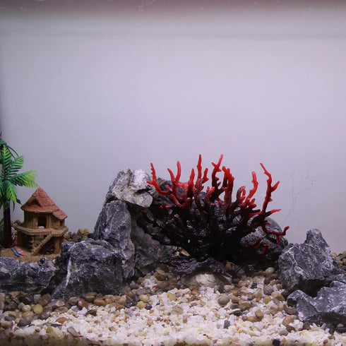VOCOSTE Coral Reef Decor, Mini Faux Coral Decor for Aquarium Decorations, Black Red,6.5"x5.83"...