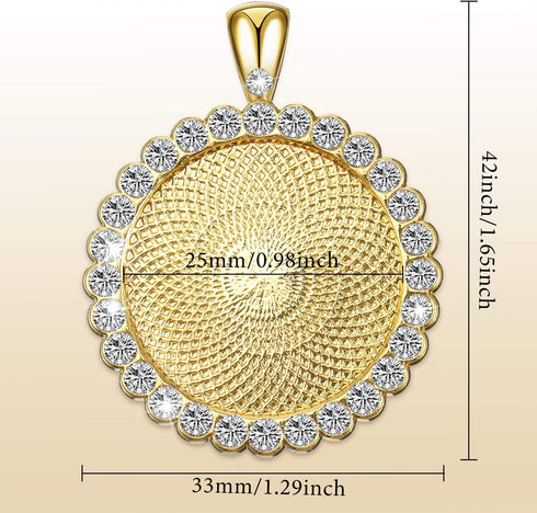 Hicarer 32 Pieces Rhinestone Bezel Pendant Trays Blanks Cabochon Pendant Setting DIY Trays for Crafts Jewelry Making Projects (Gold)...