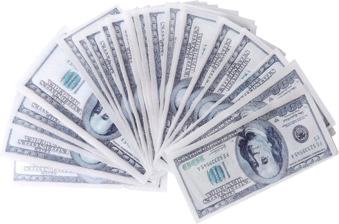 50 PCS Edible 100 Dollar Bill Image Cupcake Toppers Made of Wafer Paper Fake Money Cake Decoration for Baby Shower Birthday Anniversary Party Supp...