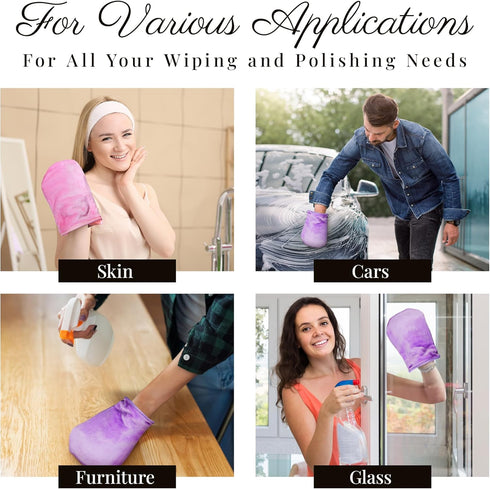 EcoSol Designs - Microfiber Mittens, Ultra-Soft Body Exfoliator Lathering Scrubber and General Cleaning Dusting Must-Have, Thick Exfoliant Glove 2...