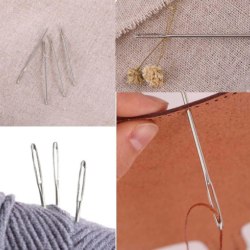 Generic 20 PCS Large-Eye Blunt Needles Safe Sewing Needles Stainless Steel Yarn Knitting Needles Weaving Leather Needle Not Hurt Hands Handmade Cr...