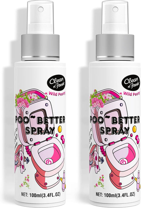 Clean-n-Fresh Toilet Spray, Wild Peony Scent, Bathroom Odor Eliminator & Air Freshener For Room, Trash Cans, Shoes, Fabrics, 3.4 Fl Oz(2 Pack)...