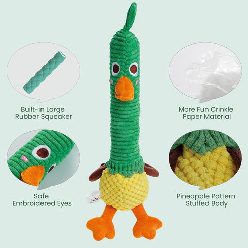 Nocciola 2 in 1 Duck Dog Toy with a Large Rubber Squeaker - Durable Stuffed Squeaky Chew Toys for Aggressive Chewers...