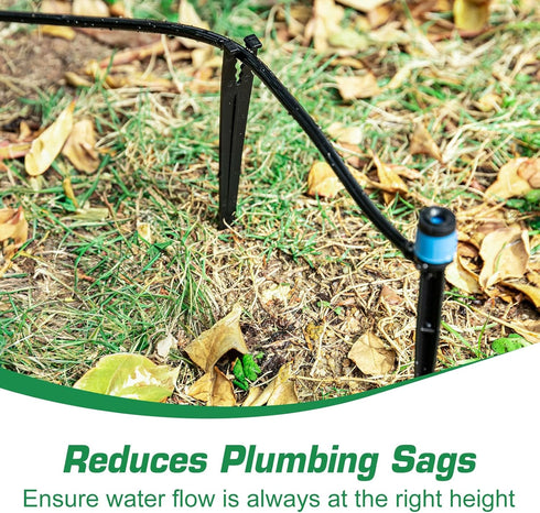 CHANGE MOORE 100 Pcs Drip Irrigation Stakes Universal Drip Tubing Hold Stakes for 1/8'' - 1/4'', Plastic Garden Water Pipe Support Drip System Par...