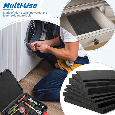 4 Pieces Polyurethane Foam Sheet 15.8 x 11.8 x 1 Inch Cuttable Polyurethane Foam Pads Craft Foam Black Tool Box Foam Insert for Toolbox Camera Sto...