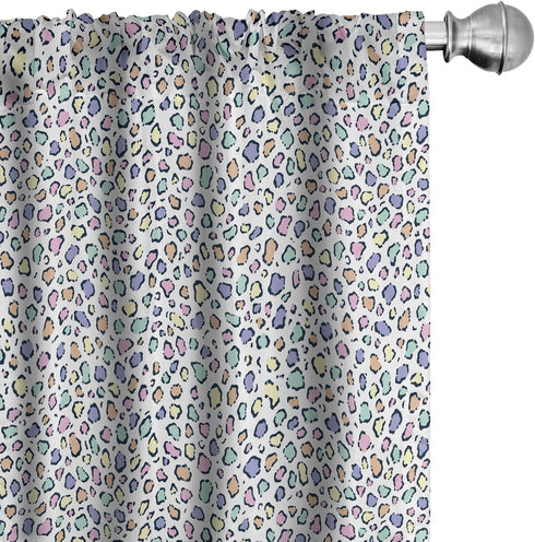 Ambesonne Leopard Print Curtains, Modernized Animal Skin Elements in Pastel Memphis Style Colors Pattern Print, Window Treatments 2 Panel Set for ...
