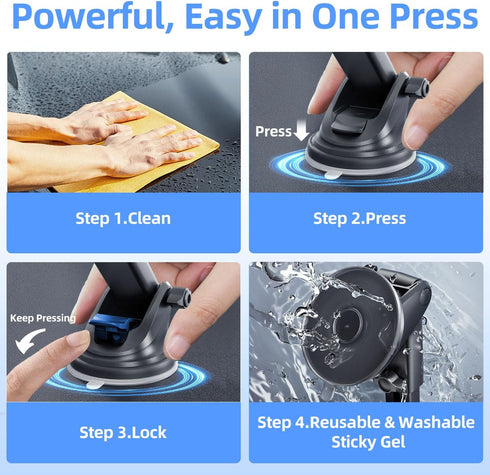 Car Phone Holder Phone Holders for Your Car Windshield Dashboard Air Vent Universal Hands Free Car Mount Phone Holder with Suction Cup Base and Te...