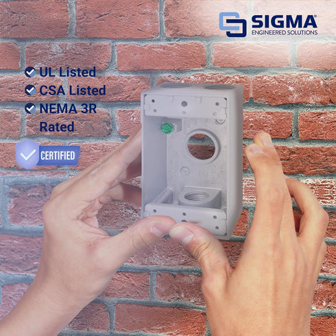Sigma Electric, White Sigma Engineered Solutions, 14251WH 1/2-Inch 4 Hole 1-Gang Box, No Size...