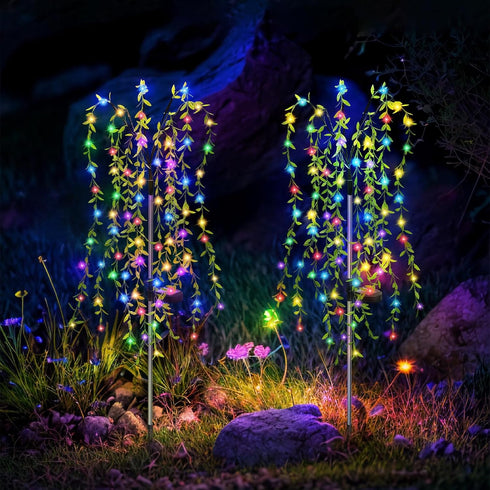 Solar Willow Tree Lights Outdoor Garden Patio Decor Waterproof, 2 Pack Soalr Twinkle Lights for Yard Decorations Outside, LED Fairy Lights Accesso...