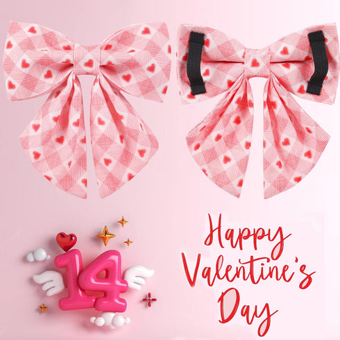 Valentine Dog Collar with Bow Tie, Valentine Bowtie Collar for Large Girl Boy Dog, Cotton Collar with Metal Buckle, Valentine’s Day Gift Pet Colla...