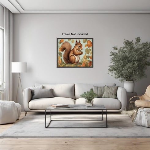 Posterizer 1 pcs- A Squirrel on the ground sorrounded by leaves-Art for Animal Lovers- Gift for Men Women Entrepreneur Teens-decor for Bedroom, Of...