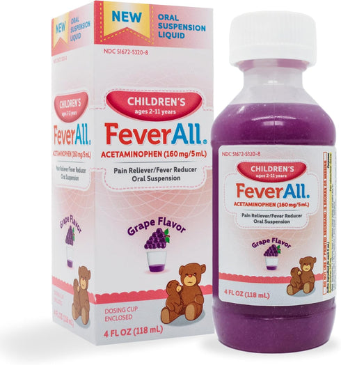 Feverall Liquid Oral Children Fever Reducer/Pain Reliever (4 oz., Grape)...