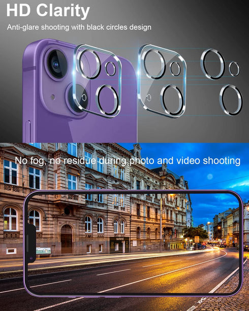 [3 Pack Compatible for iPhone 14 Plus ? iPhone 14 Camera Lens Protector 9H Tempered Glass, Anti-Scratch, Ultra HD, Case Friendly Camera Covers for...