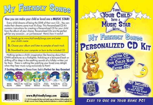 My Friendly Songs Personalized Music CD Kit for Kids – Custom Name Songs – Create a Gift CD – 7 Albums to Choose From – Birthday, Holiday & Baby S...