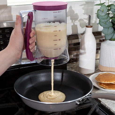 Pancake Batter Dispenser - Batter Dispenser with Squeeze Handle for Waffles, Muffins, and Crepes - Kitchen Gadgets for Baking by Chef Buddy (Purpl...
