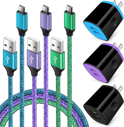 Android Phone Wall Charger Cube Block with Micro USB Cable Compatible for Moto E, G, G5 Plus/E5 Play E6 E4, Samsung Galaxy Note 5/4 S7 S6 J8 J7 J7...