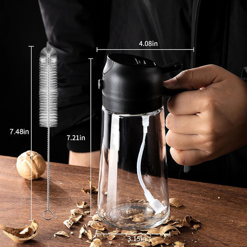 Oil Dispenser Bottle for Kitchen - 16oz / 470ml Olive Oil Bottle - 2 in 1 Olive Oil Dispenser & Oil Sprayer with Brush - Oil Sprayer for Cooking, ...