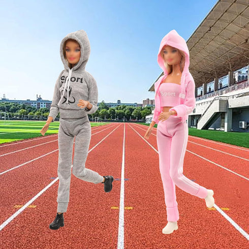 27 Pcs Doll Clothes and Accessories Including 8 Set Clothes Hooded Sport Suits Fashion Outfits Tops and Pants/Shorts with 15 Pairs of Shoes 4 Acce...
