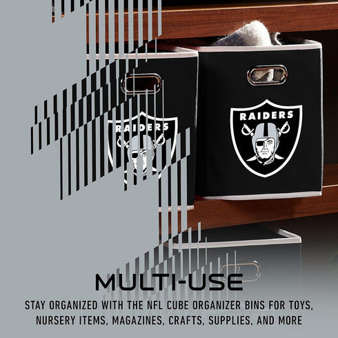 Franklin Sports NFL Storage Bins - Collapsible Cube Container + Basket - NFL Office, Bedroom + Living Room - 11"x11"...