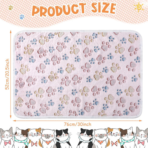 4 Pcs Pet Blanket Dog Puppy Blanket Paw Print Fleece Blanket for Small Medium Pet Dog Cat Warm Soft Sleep Mat Guinea Pig Cage Liners Blanket (Beig...