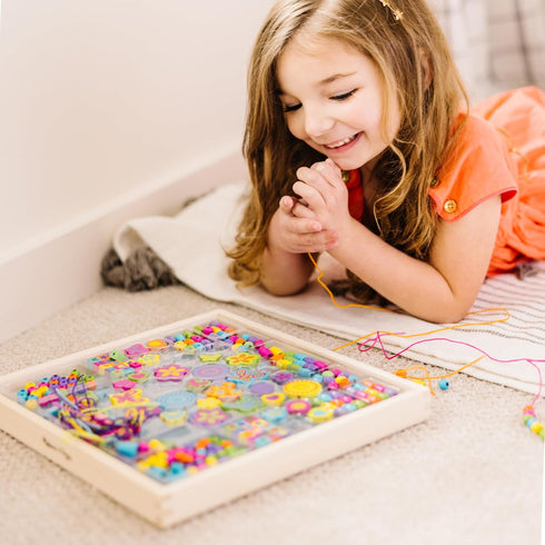 Melissa & Doug Created by Me! Bead Bouquet Deluxe Wooden Bead Set With 220+ Beads for Jewelry-Making, for 4+ years, Multicolor, 9½...