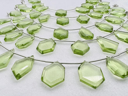 1 Strand Peridot Quartz 10 Pcs Beads Size 4.5x13-5.5x18mm Fancy Shape Cut Faceted Beads for Jewellery Making, Beading & Craft Supplies KCRAFTS-RK_...