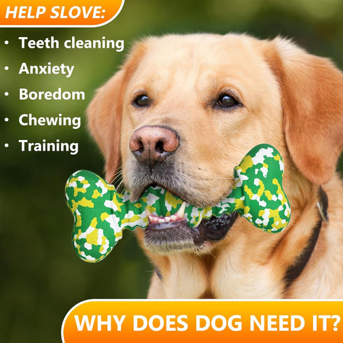 Dog Chew Toy for Aggressive Chewers Large Breed - Tough Durable Dog Toys for Medium/Large Dogs - Indestructible Natural Rubber Bone Toys for Teeth...