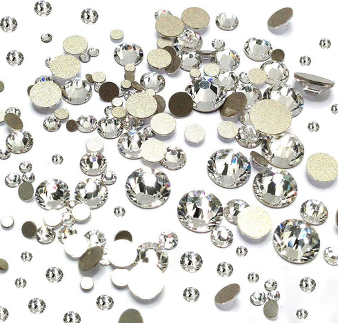 Dowarm 2650 Pieces Glue Fix Glass Flat Back Crystal Rhinestones, 6 Sizes 1.5mm 2mm 2.8mm 4mm 4.8mm 6.5mm, White Flatback Crystals Loose Gemstones ...