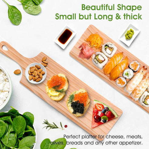 Small Rubber Wood Cutting Board with handle, 16" X 4.5" Long Wooden Charcuterie Board for Bread, Meat, Fruits, Cheese Serving....