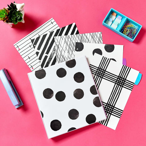 Avery Durable View 3 Ring Binder, 1 Inch Round Rings, Black and White Dots, 1 Fashion Binder (26744)...